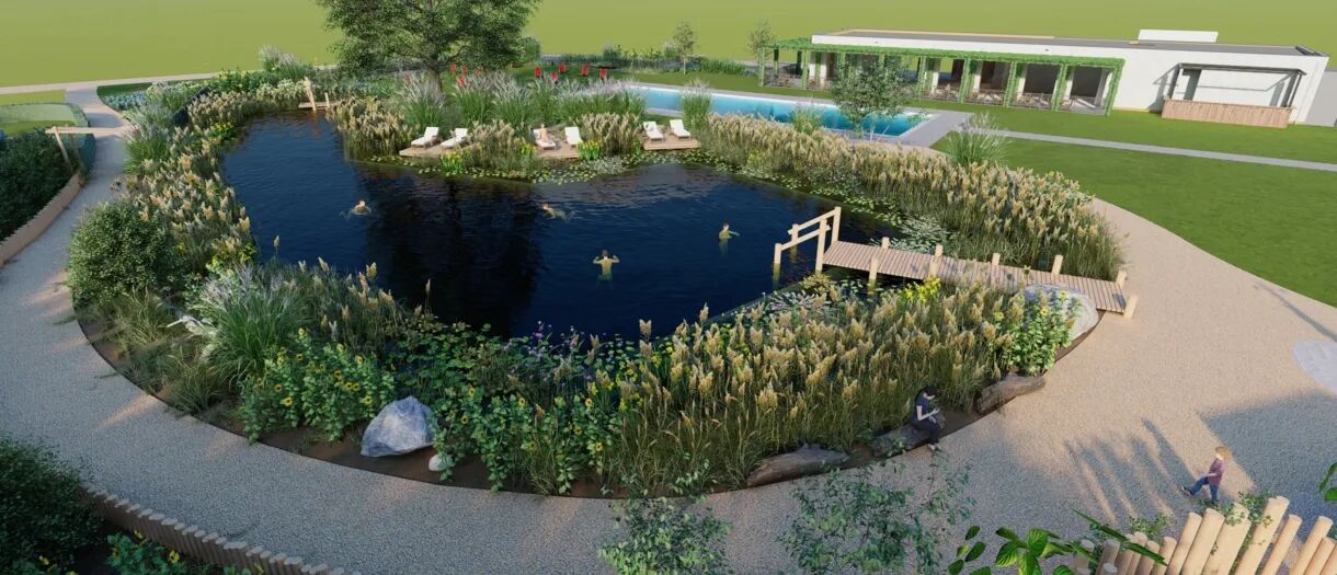 Der neue Badeteich auf Camping De Twee Bruggen.