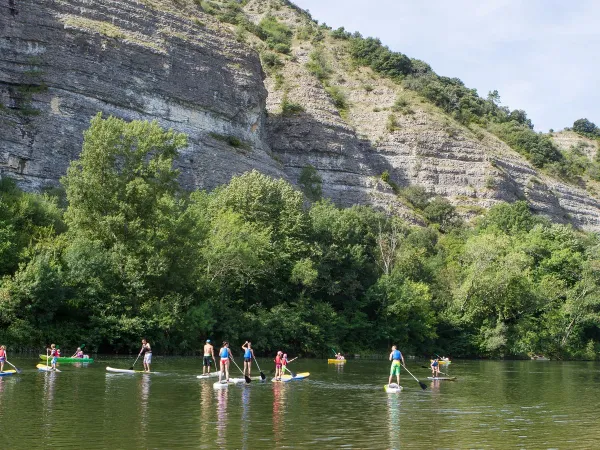 Suppen an der Ardèche vom Roan-Campingplatz Le Grand'Terre aus.