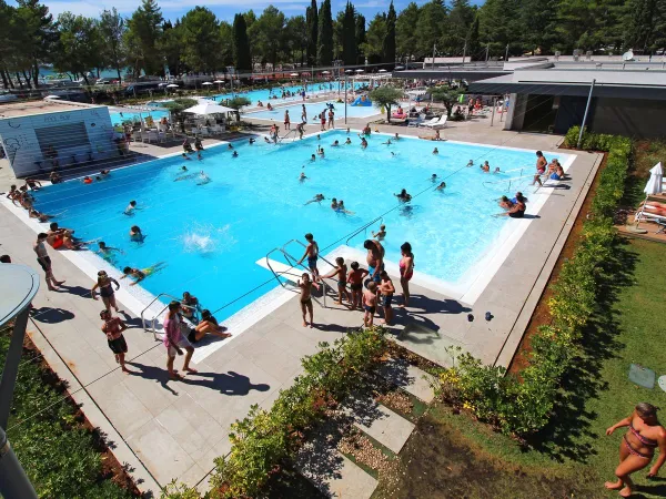 Übersicht über das Schwimmbad auf dem Roan Campingplatz Valkanela.