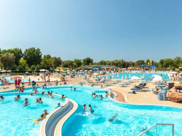 Lebendiges Schwimmbad auf dem Campingplatz Roan Marina Di Venezia.