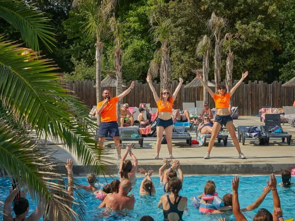 Pool-Animation auf dem Campingplatz Roan La Pinède.