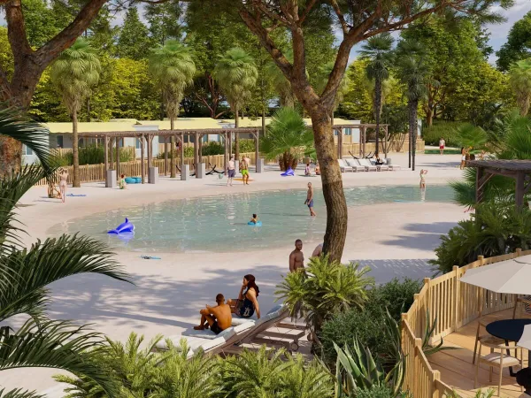 Neuer Lagunenstrand-Pool auf dem Roan-Campingplatz Domaine de la Yole.