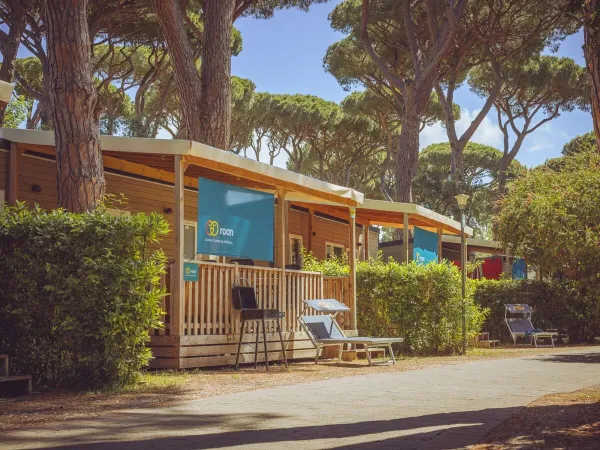 Straße mit Premium Lounge 2 Schlafzimmer Mobilheime in Roan Camping hu Park Albatros village.