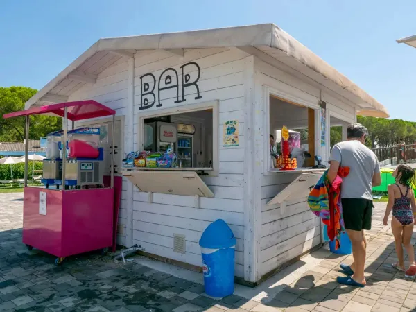 Poolbar mit Eis und Getränken auf dem Campingplatz Roan Marina Julia Camping Village.