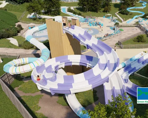 Neue schnelle Rutsche und Rennrutsche auf dem Roaner Campingplatz Le Domaine du Clarys.